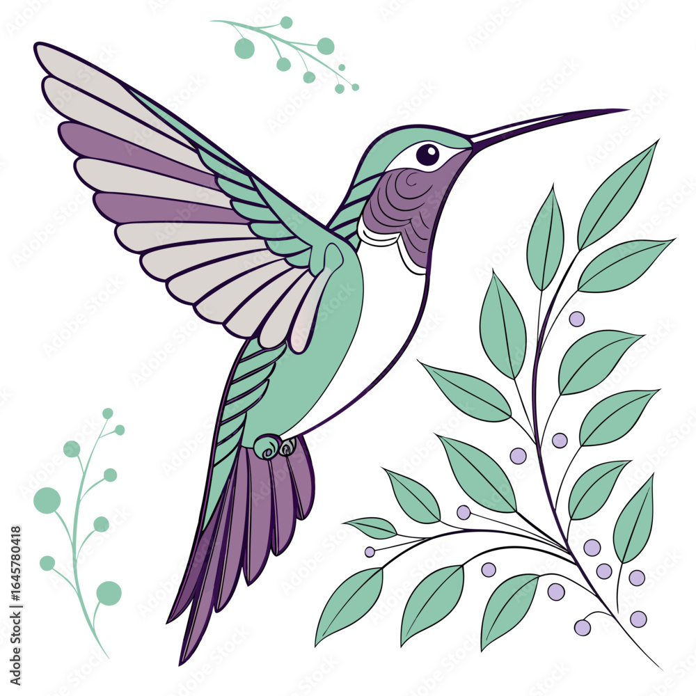 Obraz premium Beautiful Bird Vector Illustration in Minimal Art Style