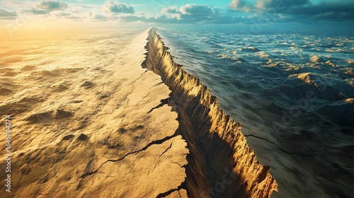 Tectonic Fault Movement at Sunset