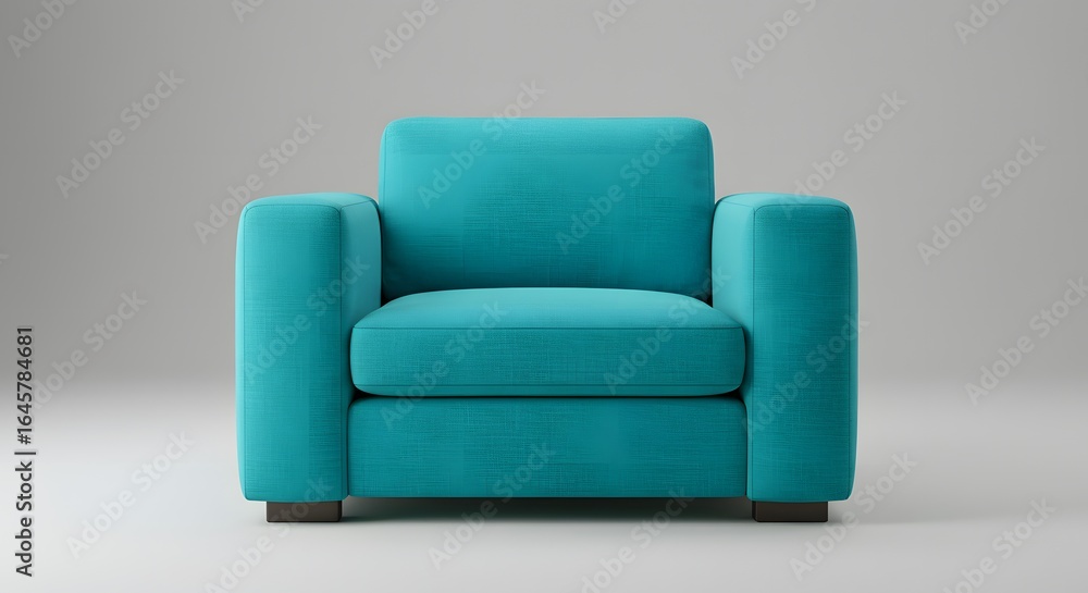 Fototapeta premium Modern Teal Armchair on White Background