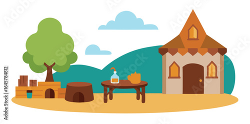 Traditional Rural Homes in a Serene Village