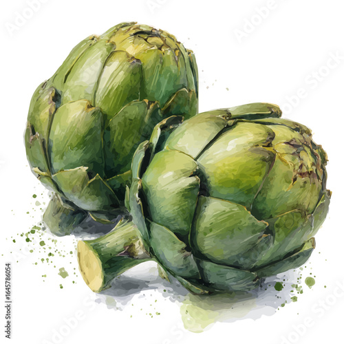 A watercolor painting of Artichoke Agave, vector illustration on white background.
