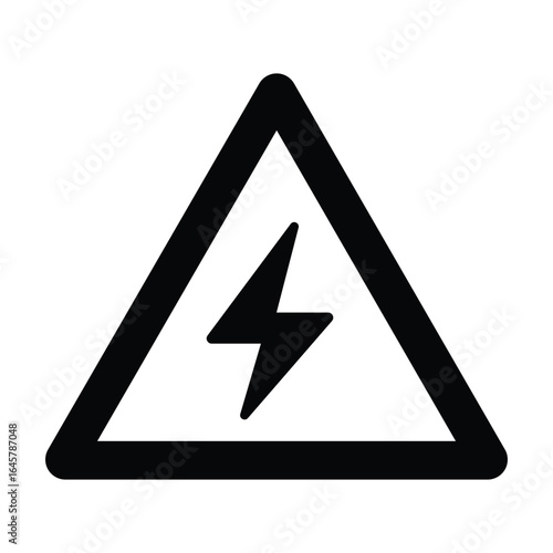 Minimalist black and white high voltage warning sign. Black triangle with white lightning bolt symbol, clear electrical hazard alert. Simple, functional design for safety communication. Free Download Minimalist black and white high voltage warning sign. Black triangle with white lightning bolt symbol, clear electrical hazard alert. Simple, functional design for safety communication. - GFXLoad