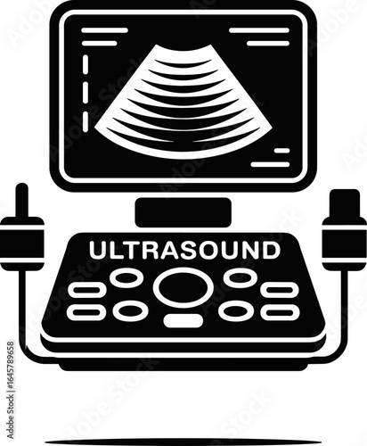 Ultrasound machine displaying fetal image, healthcare technology