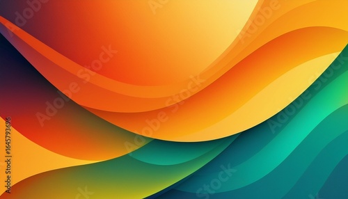 colorful abstract background with overlapping curved shapes in orange yellow green and blue gradients modern digital art design ideal for branding web and presentations
