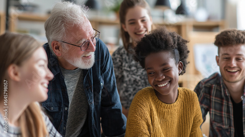 Supportive Teacher Guiding a Diverse Group of Students with Intellectual Disability (Intellectual Developmental Disorder) in a Bright Classroom Setting. Inclusive Education Environment for Childrens