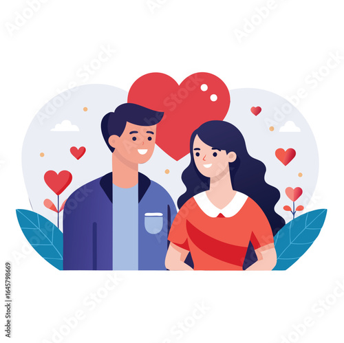 A flat Valentine's day illustration of a persons in love