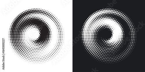 Halftone gradient. Dotted gradient, smooth dots spraying and halftones dot background seamless horizontal geometric pattern vector template set modern circle background.