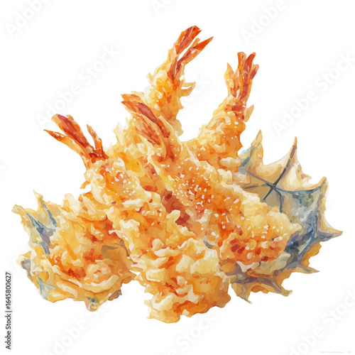 Tempura in watercolor style, vector illustration, isolated on white background.