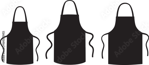 Three black apron silhouettes showing different styles silhouette