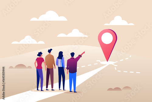 Team planning a route to a destination