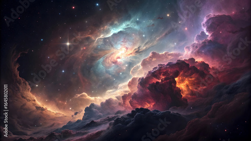 Dramatic Clouds with Cinematic Lighting in Vibrant Atmospheric Sky