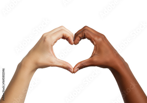 Unity in diversity hands forming heart shape studio minimalist love concept. Cut out png