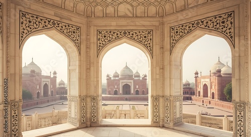 Taj Mahal View Through Arched Architecture