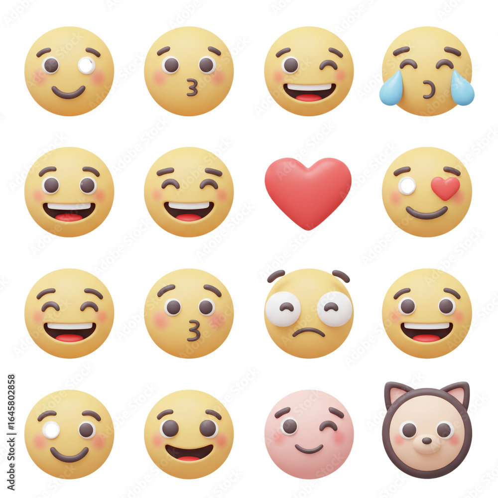 Fototapeta premium set of funny cartoon smileys