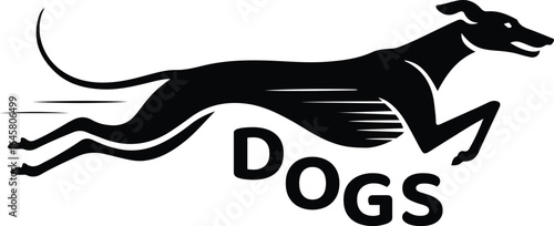 Running Greyhound Dog Logo, Fast Speed Mascot for Pet Brand, Sports and Delivery, Black and White Vector