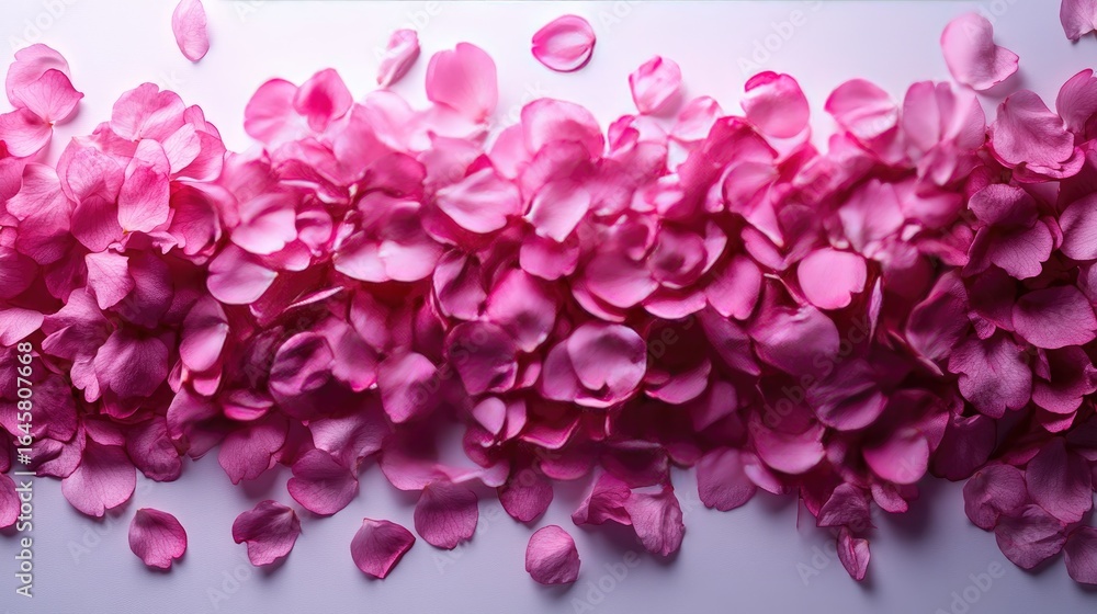 Obraz premium Soft sakura petals gently scattered across a pure white surface, creating a minimalist floral composition