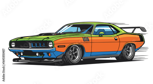 Green_and_Orange_Classic_Muscle_Car_in_Motion_Pixel_Art_Illustration
