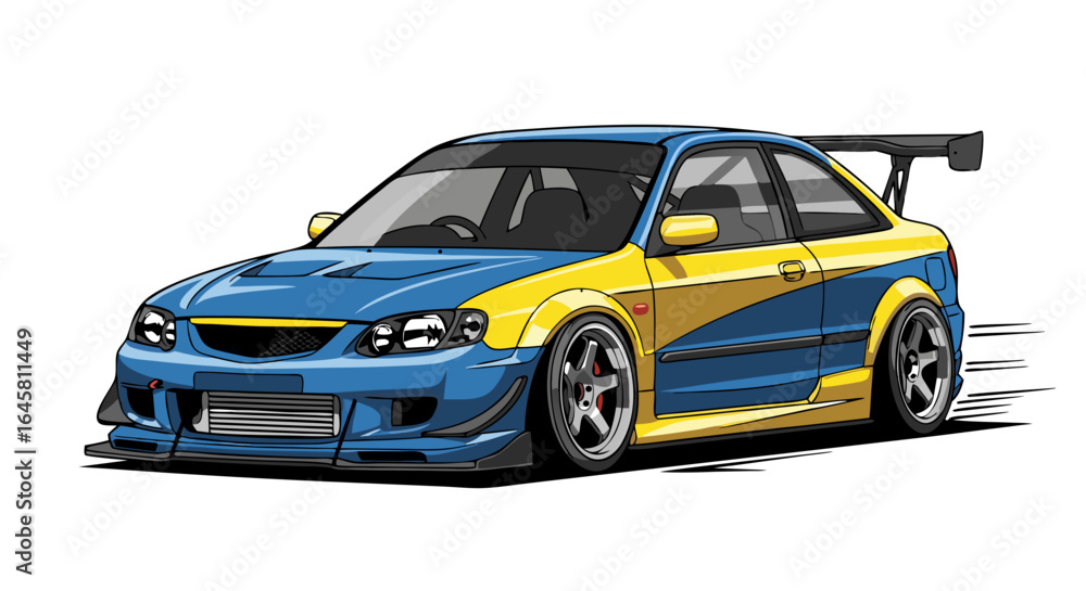 Fototapeta premium Pixel Art Colorful Sports Car Illustration