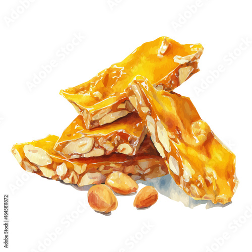 Peanut Brittle in watercolor style, vector illustration, isolated on white background.