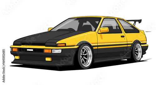 Pixel Art Yellow Vehicle With Black Accents