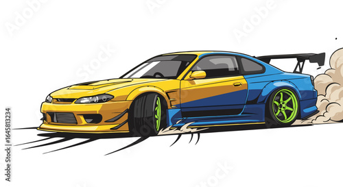 Pixelated Racing Sports Vehicle Illustration