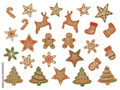 Christmas Gingerbread Cookies Icon Set