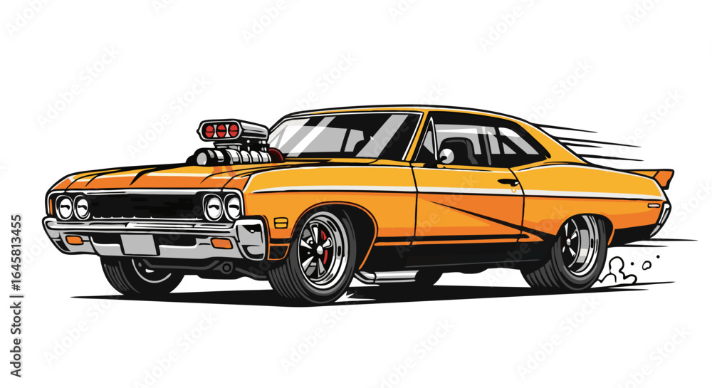 Naklejka premium Pixelated Retro Sports Car Illustration