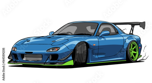 Pixelated Sports Car Illustration With Green Accents