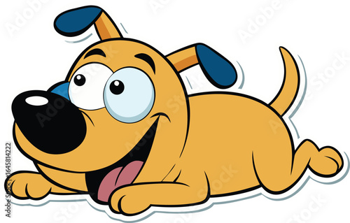 Happy Cartoon Dog Playing Outdoors on a Sunny Day