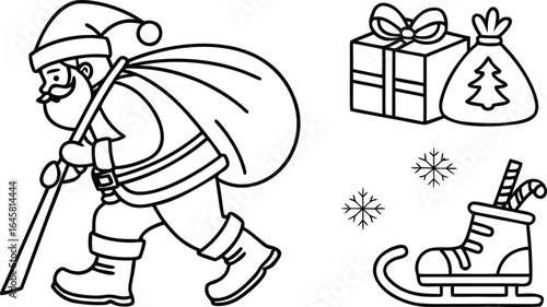 Christmas  icon and Winter Holiday Line Art Icon Set