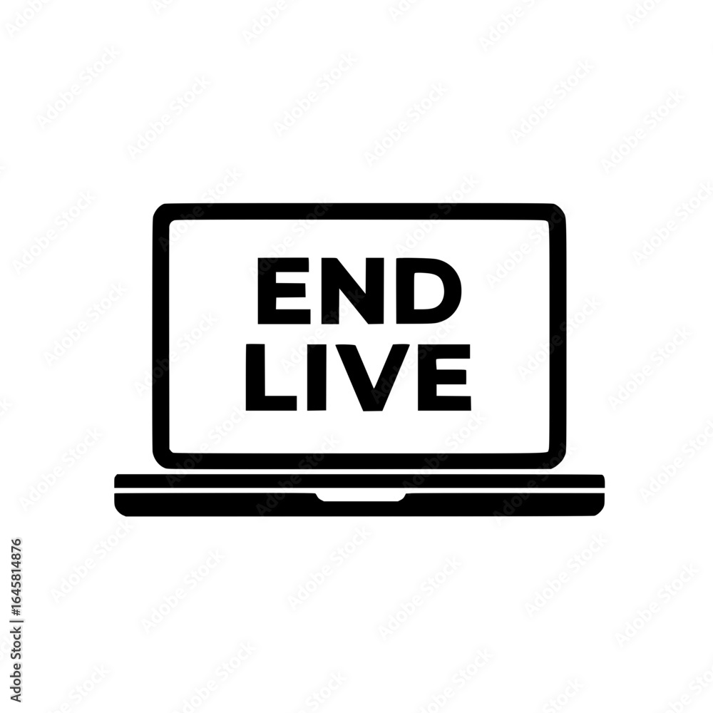 Flat Design Laptop Icon with End Live Text Ideal for Online Streaming and Digital Media Concepts
Flat Design Laptop Icon with End Live Text Ideal for Online Streaming and Digital Media Concepts