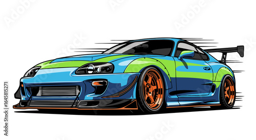 Two Tone Sports Car Pixel Art Illustration