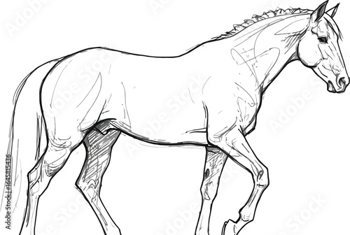 Elegant horse sketch with flowing lines on a bright background