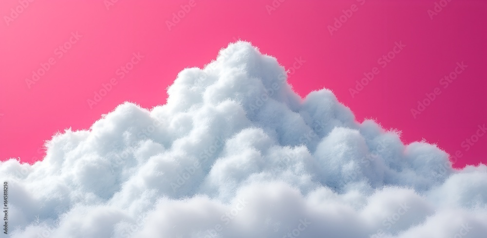 Fototapeta premium Fluffy white cloud formation against a vibrant pink sky