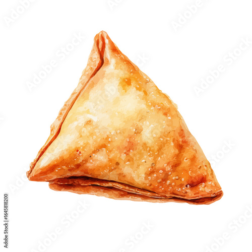 Samosa, watercolor painting, vector illustration, isolated on a white background.