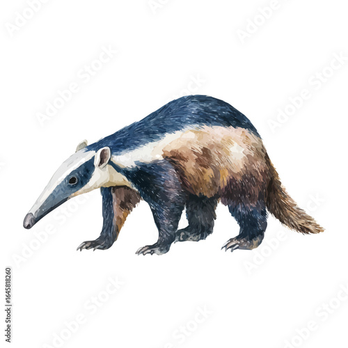 A watercolor painting of Anteater, vector illustration on white background.
