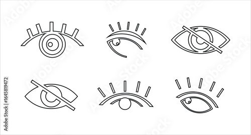Eye icon set, eyesight symbol , Eyes related line icons, vector illustration EPS 10.