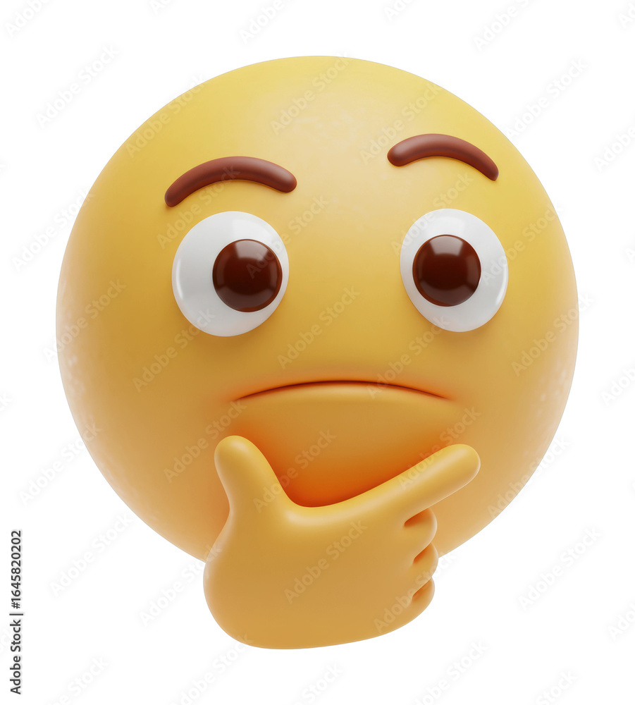 Fototapeta premium Thought-provoking emoji expression creative simplistic front emotional concept. Cut out png