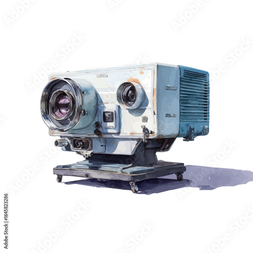 Projector, watercolor painting, vector illustration, isolated on a white background.
