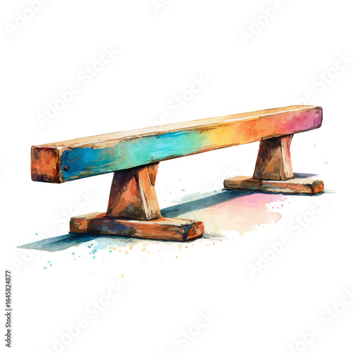 Balance Beam in watercolor style, vector illustration, isolated on white background.