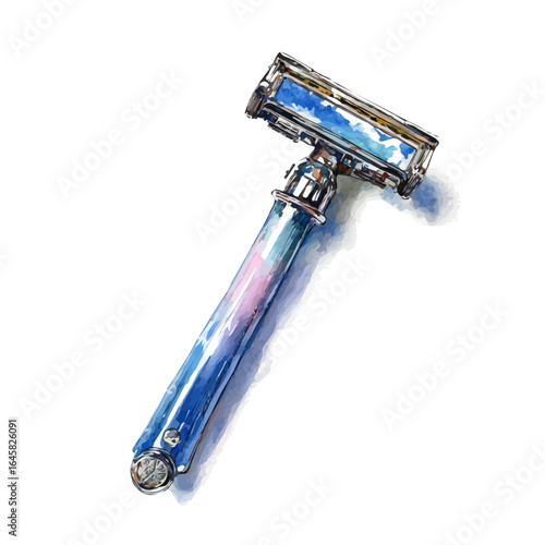 Watercolor vector illustration of Shaving Razor, isolated on white background.