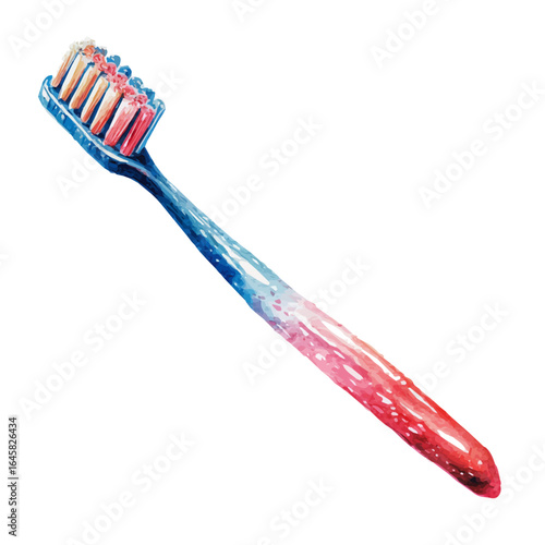 A watercolor painting of Toothbrush, vector illustration on white background.