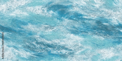 Abstract textured turquoise and white paint strokes dynamic wave pattern