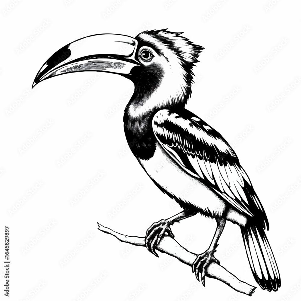 Fototapeta premium Hornbill Style Black & White