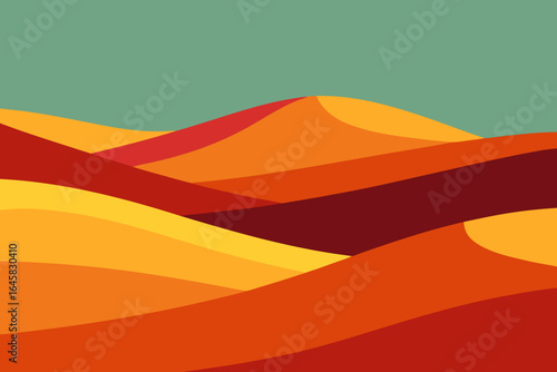 Abstract desert landscape with rolling dunes in warm colors