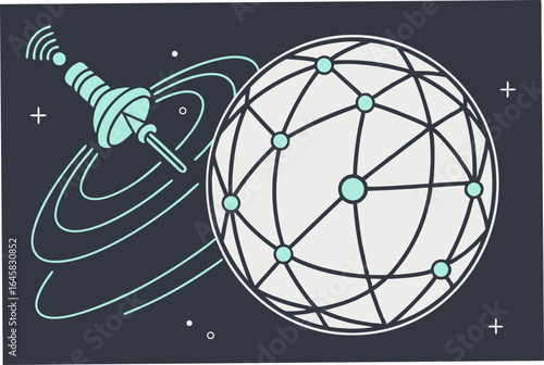Satellite transmitting data to a global network grid