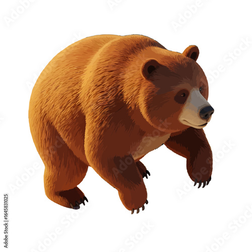 A large brown grizzly bear in a walking pose a detailed digital illustration with textured fur.