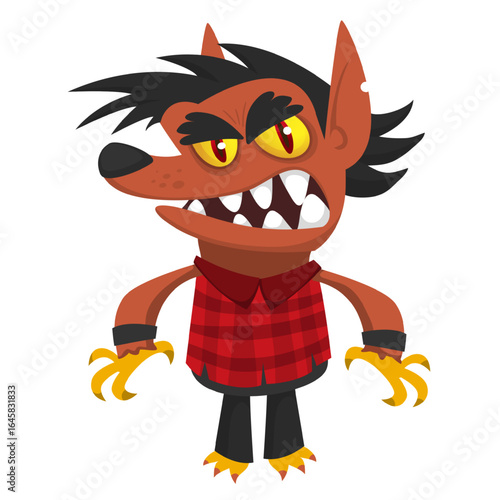 Cartoon funny werewolf character for Halloween design. Vector isolated