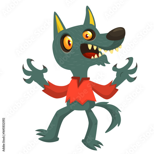 Cartoon funny werewolf character for Halloween design. Vector isolated