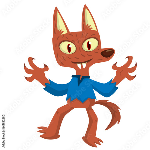 Cartoon funny werewolf character for Halloween design. Vector isolated